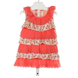 Matilda Jane NWT Coral Eyelet and Print Ruffled Tunic Girls Size 8